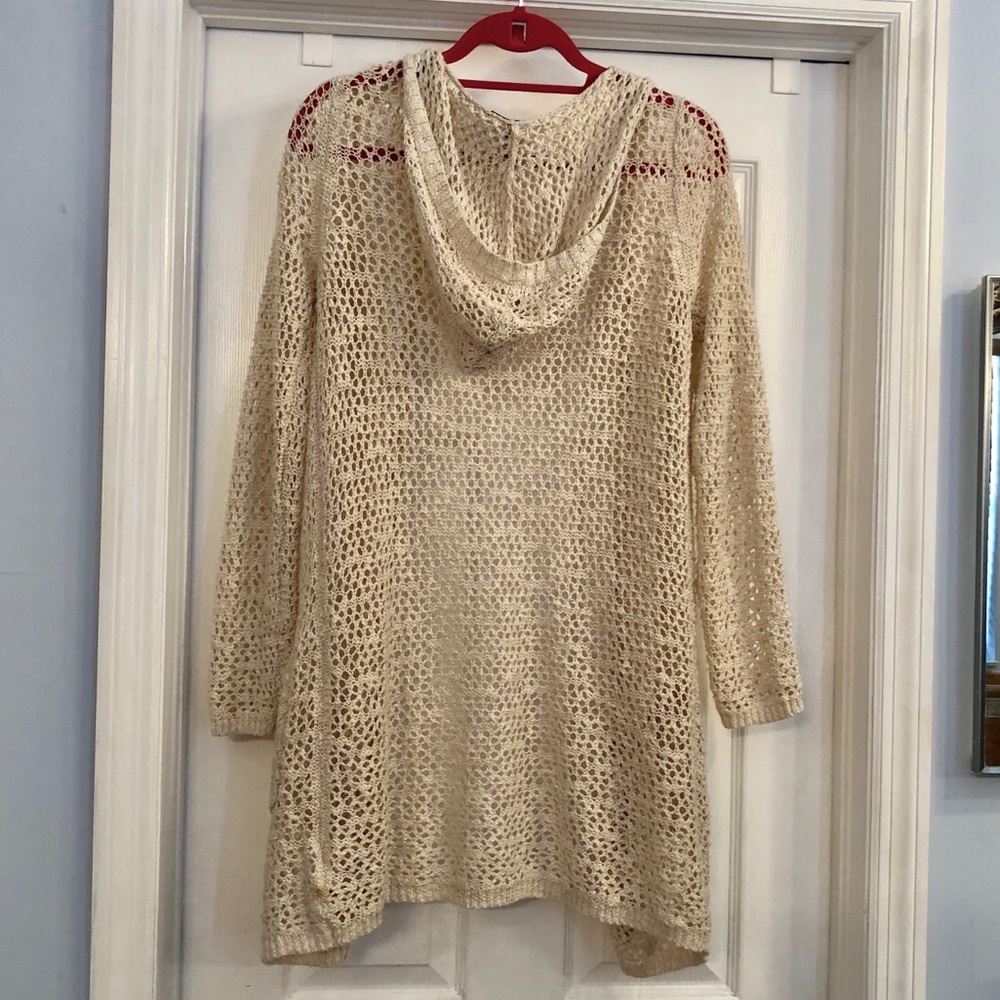 Cynthia Rowley crochet hooded cardigan M